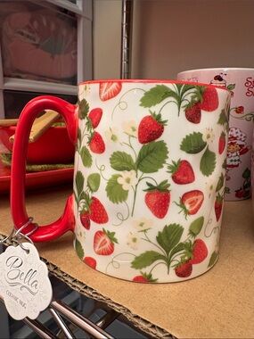 Strawberry Ceramic Mug in Red & Green 10 Strawberry Street